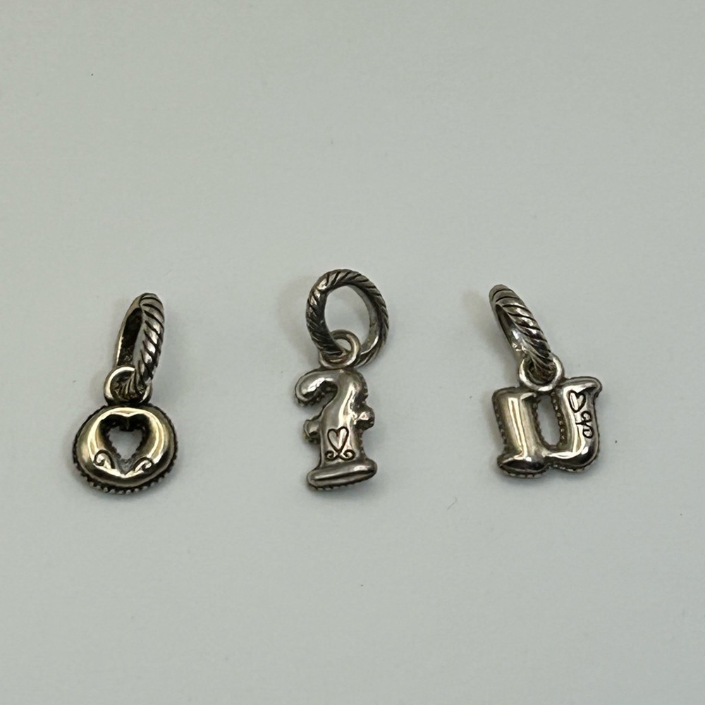 Brighton Alphabet Charms Qty 3 "f" "o" "u" Silver Plated 1" Petite - Picture 7 of 8